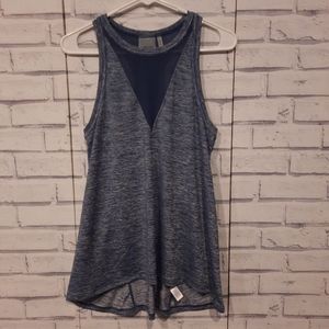 Athleta Women's Size S Racerback Tank Top Blue White Mesh Sleeveless Activewear